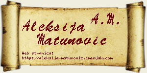 Aleksija Matunović vizit kartica